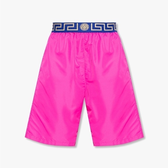 Versace Men’s Swim Shorts Pink Blue Gold Greca Waistband Size 3 XS NWT - Picture 3 of 3